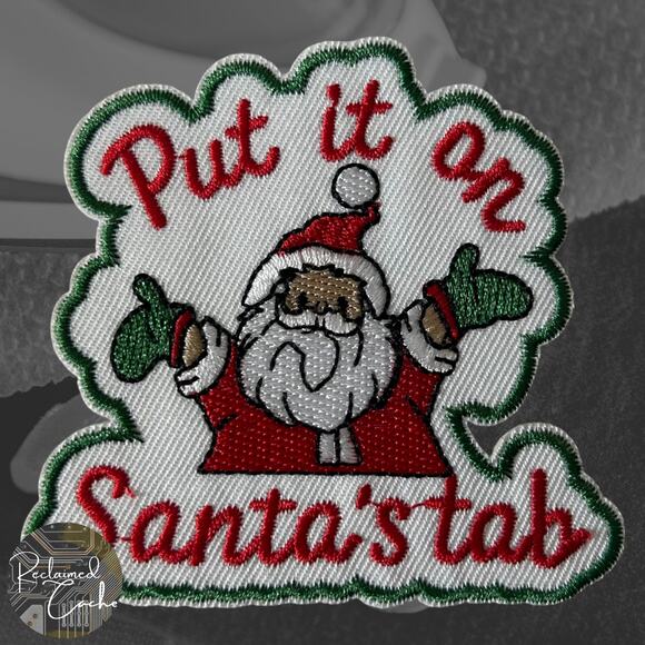 Put It On Santa's Tab Iron On Patch - Picture 1 of 3
